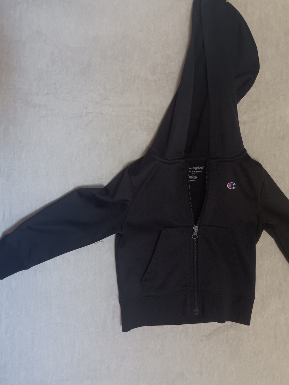 Champion Kids Black Zip-Up Hoodie with Small Logo